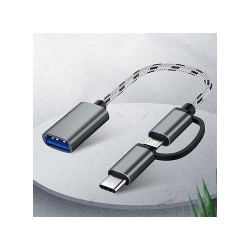 product_image_name-Original- Accessories Type-C Male + Micro Usb Male Female Otg Adapter - Grey-1