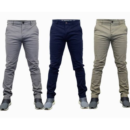 Shop Packs Of 3 Men's Khaki Trousers - Grey, Navy Blue,Cream | Jumia Uganda