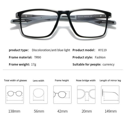 product_image_name-Generic-Photochromic Computer Glasses Frames Anti Blue Rays Radiation Men Women Square Eye PC Glasses Frames Unisex Optical Print Glasses-3