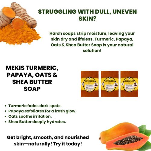 product_image_name-Mekis-Turmeric, Papaya, Oats & Shea Butter Soap – Glow & Nourish Naturally,100g - 1 piece-2
