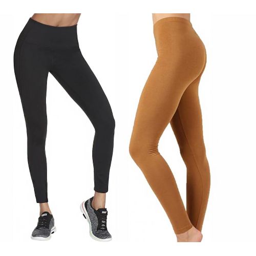 Shop 2 Pack Women s Stylish Stretcher Cotton Jeggings Black Golden Brown Jumia Uganda
