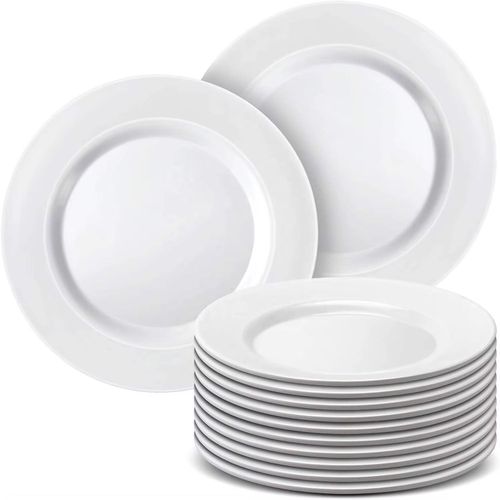 product_image_name-Generic-11 inches Ceramic Plates A Set of 12pieces -White Color -1