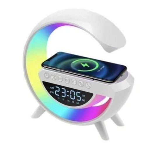 product_image_name-Generic-Wireless Charger Speaker - Portable Wireless Speaker Alarm Clock, Mp3 Player With Night Light And Alarm Clock , Multi - Color Changing Atmosphere Lamp - White-3