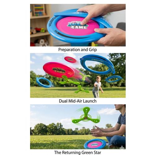 product_image_name-Generic-Professional Eranha Blue Launch Ring with Pink Frisbe Game Disk and Returning Green Star Boomerang Set.-1