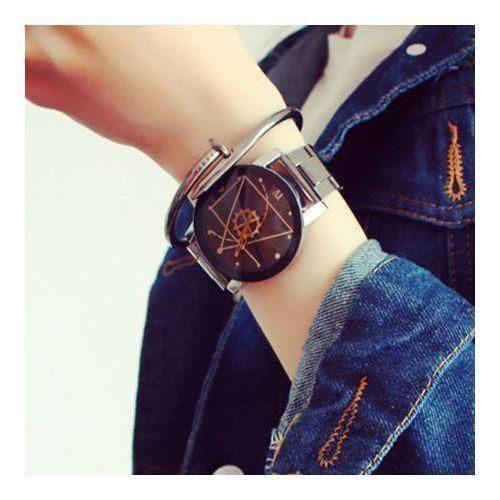 product_image_name-Fashion-Men's watch gear pattern stainless steel strap - Black-4