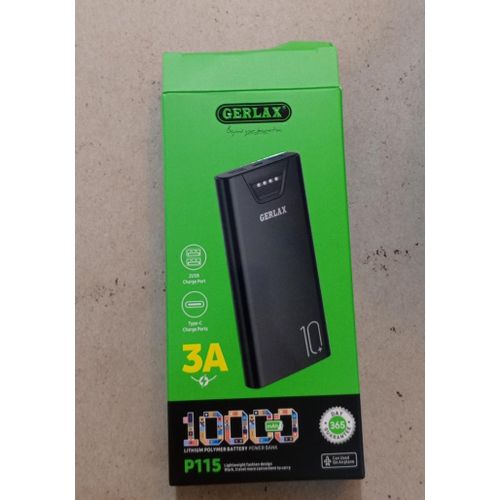 product_image_name-Generic-Gerlax 10,000mAh Power Bank With 2 USB Ports, Type C Charging Ports And Lithium Polymer Battery Black -3