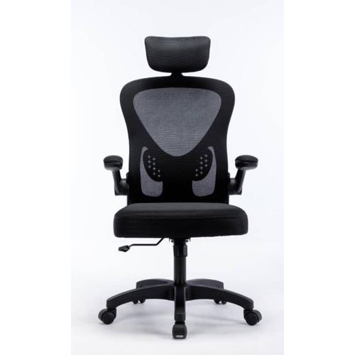 product_image_name-Genuine-Office Desk Chair with Flip-Up Armrest, Adjustable Headrest And Lumbar Support For Home And Office,Balck-1