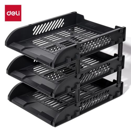 product_image_name-Generic-3-compartment file rack which is a plastic desktop organizer used for sorting A4 papers, files, and folders. -1