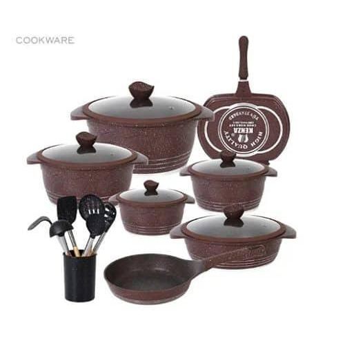 product_image_name-Rockland-22 Pieces Of Granite Aluminium Non Stick Casserole Pot Bowl Deep Fry Pan Cookware Tool Saucepans -1