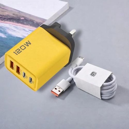 product_image_name-Generic-120W 4 Ports Fast Charger Block with 6A Type C Cable Wall Charger USB C3.0 & USB-A 3.0 GaN Charging Station for iPhone 17,16,15,14, Samsung, Xiaomi, Android, Laptops(Without box) -1