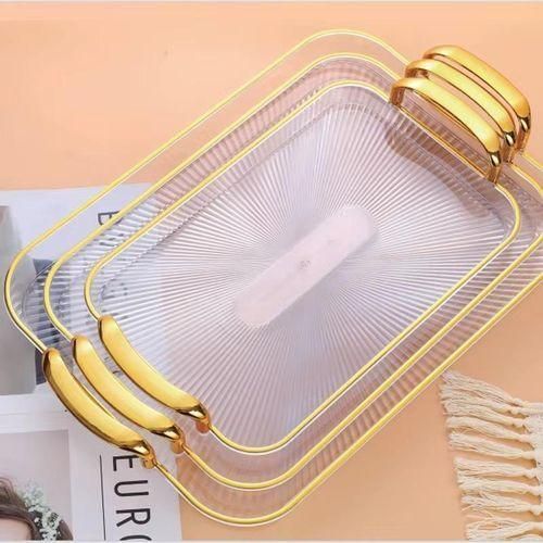 product_image_name-Generic-This luxurious and elegant 3-piece set of rectangle fruit Tray plates(gold lining )-1