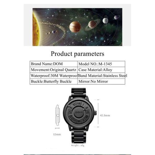 product_image_name-Generic-Pure Black Men  Watch Fashion Creative Personality Black Rolling Pointer Magnetic Waterproof Watches for Male Clock -8