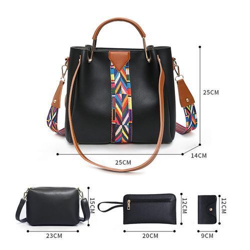 Shop 4 In 1 Bag Set Ladies Handbags Women Shoulder Bags Wallet PU Leather Waterproof Black Jumia Uganda