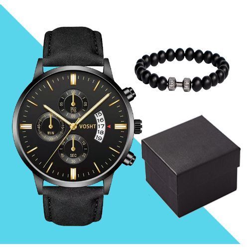product_image_name-Generic-Men's Quartz Analog Business Sports Watch + Bracelet - Black-1