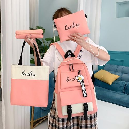product_image_name-Fashion-4Pcs/set School Bag New Arrival Buckles Backpacks Bookbags Laptop bag Travelling bag Unisex Backpack+Shoulder bag+handbag+ pencil case-7