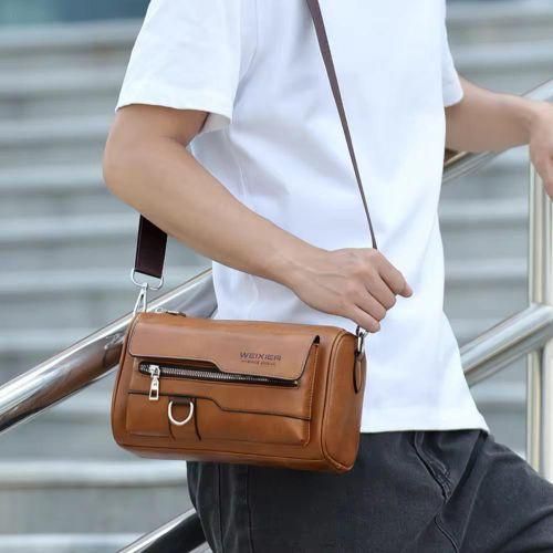 product_image_name-Generic-WEIXIER Premium Crossbody Bag - Large Capacity, Adjustable Strap, Zipper Closure, Polyester Lined, Ideal for Business & Casual Sleek Crossbody Men's PU leather Shoulder Bag Zipper Wear-Resistant Cross-Business Mobile Phone Bag Waterproof-2
