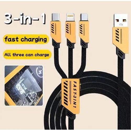 product_image_name-Generic-Ultimate 240W Max 3-in-1 Fast Charging Cable Universal Type-C, Lightning & Micro-USB-2