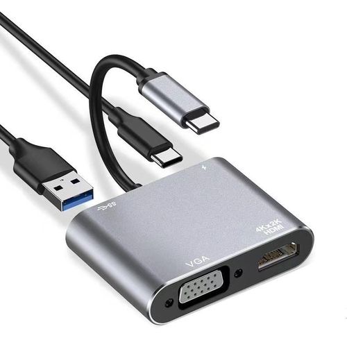 product_image_name-Generic-4 in 1 USB-C Hub with HDMI 4K, VGA, USB 3.0 & PD Charging – Type-C Docking Station for Laptop, MacBook, Phone - USB C to HDMI VGA Adapter-2