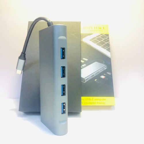 product_image_name-Generic-Type-C to HDTV 11 in 1 Hub (LAN + Type-C + SD + USB*4 + Audio + HDTV + VGA)-1