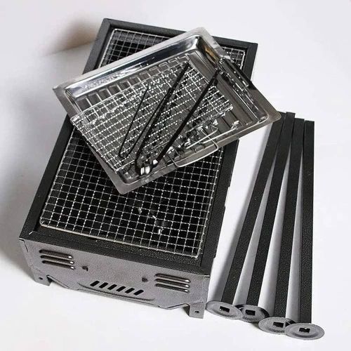 product_image_name-Generic-(67X 30x57cm) Barbecue Grill Portable Folding Charcoal Barbecue Desk Tabletop Outdoor Smoker Large BBQ Garden Terrace Camping Travel Hiking Picnics Backpacking Baking Tray Grill- Black-5