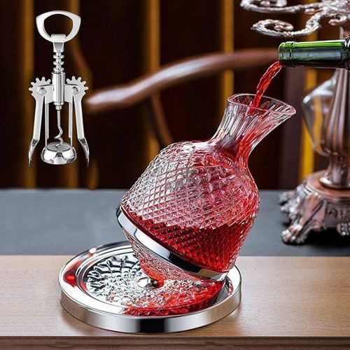 product_image_name-Generic-Spinning Decanter for Whisky, Wine, 1500ML Crystal Glass Wine Decanter Set for Wedding Gifts Wine Lovers-4