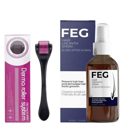 product_image_name-Generic-Feg Hair Growth Spray Plus Derma Roller For Hair & Beard Regrowth - 50mls*Derma Roller-1