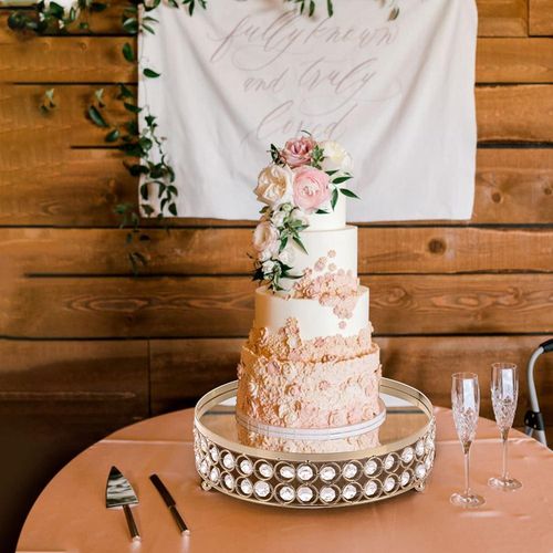 product_image_name-Generic-Set of 3 Crystal Wedding Cake Stands, 10/12/14 Inch Gold Round Rise Cake Display Stand, Metal Cupcake Stand Dessert Cookies Fruit Serving Tray for Birthday Baking Party Baby Showers Anniversary -Multicolor-6