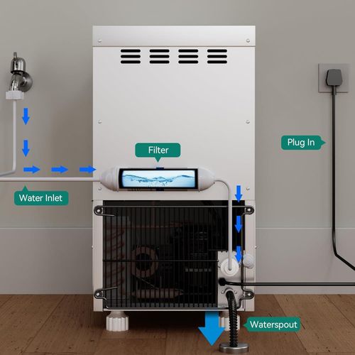 product_image_name-Generic-Commercial Snow Flake Ice Machine Flake Ice Maker Storage, Food Grade Stainless Steel Automatic Freestanding Counter Top Flake Ice Maker Machine with Water Filter, Scoop -3