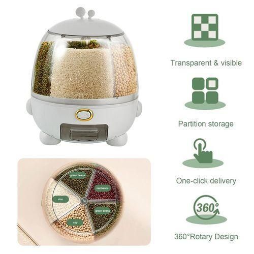 product_image_name-Generic-Rotating Food Dispenser - Cereal Containers Storage Airtight - 360° Rotatable Easy Control Dry Food Storage Box For Rice, Beans, Grains, Laundry Scent Beads- White.-4
