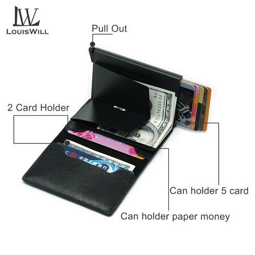 Shop LouisWill Card Holder Men Wallet Short Purse PU Leather - Black ...