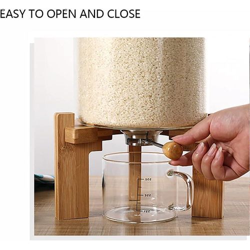 product_image_name-Generic-7.5L Glass Cereal Dispenser Flour Food Storage Rice Container Countertop Moisture and Dustproof Sealed Travel Bucket with Spout Measuring Cup Sugar Flour Containers with Lids And Valve Airtight Automatic Rice Container for Kitchen Pantry Organization -3