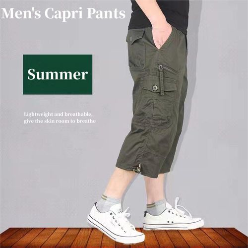 Shop Men s Casual Cargo Pants Cropped Pants Multi Pocket Tactical Pants Green Jumia Uganda