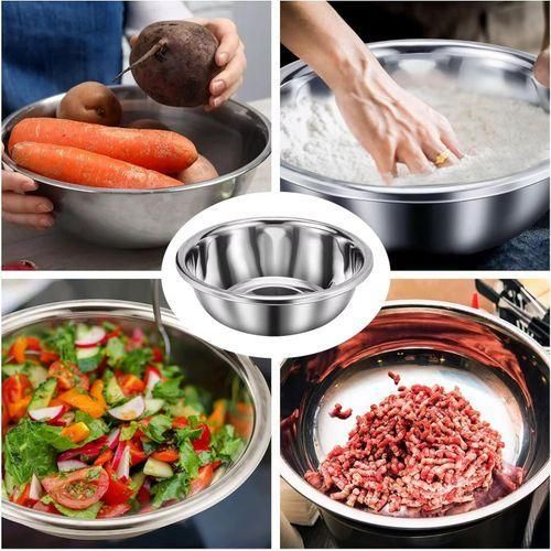 product_image_name-Generic-1 Pc Korean Mixing Stainless Steel Multi Functional Round Bowl 50cm- Silver-5