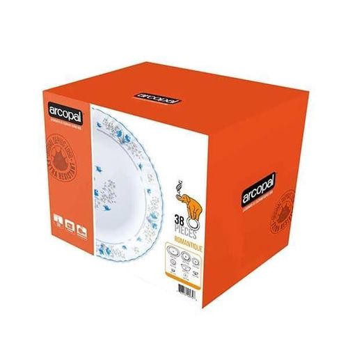 product_image_name-Arcopal-38Pcs Dinnerware Set 1Pc Oval Plate+ 6PCs Dinner Plate+6PC Rice Plate+6pcs Dessert Plate+1Pc Big Bowl+6PCs Small Bowl+6PCs Tea Cup with Saucer Plate Microwave Safe And Dishwasher Safe Serveware- Multicolor-4