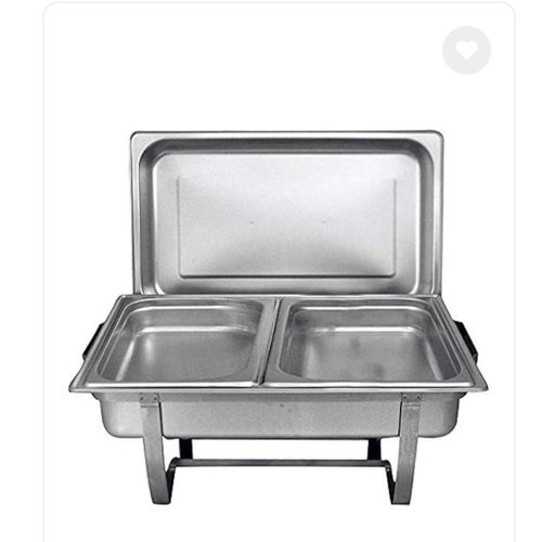 product_image_name-Generic-Stainless Steel Chafing Dish Set, Buffet Silver Catering Warmer Set, Rectangular Chafing Dish Set, for Buffet Catering Kitchen Parties (Size: Double Grid) (Single Grid)-1