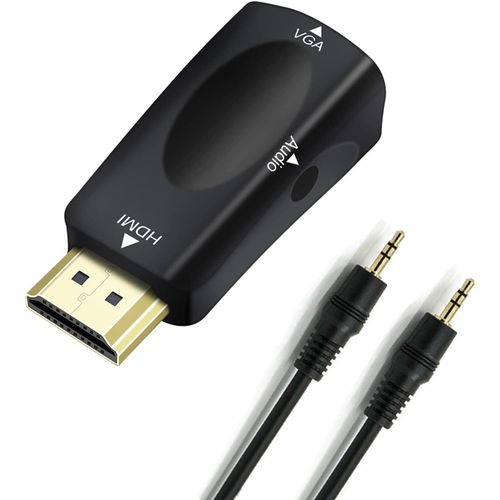product_image_name-Generic-HDMI to VGA Adapter with 3.5mm Audio Port Out for Computer Monitor PC TV 1080P HD Video (Male HDMI Input, Female VGA Output)-1