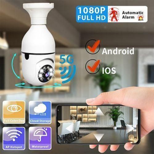 product_image_name-Generic-1080P Wireless 360° Auto Tracking Panoramic Camera Light Bulb Wifi PTZ IP Cam - White-3