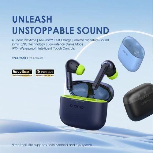product_image_name-Oraimo-FreePods Lite 40 hours Playtime ENC True Wireless Earbuds Earphones - Black/White/Blue-1