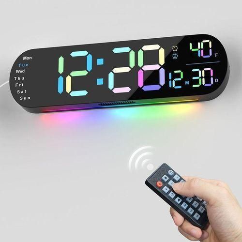 product_image_name-Generic-Digital wall clock with RGB light base and remote control -5
