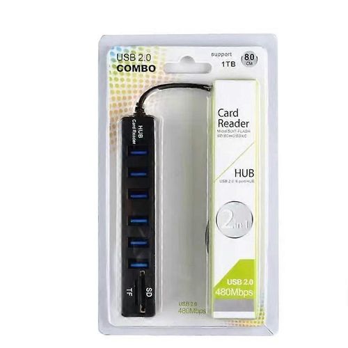 product_image_name-Generic-6 Ports USB 2.0 Hub Splitter Multi USB Combo 2 In 1 SD/TF Card Reader For PC-1