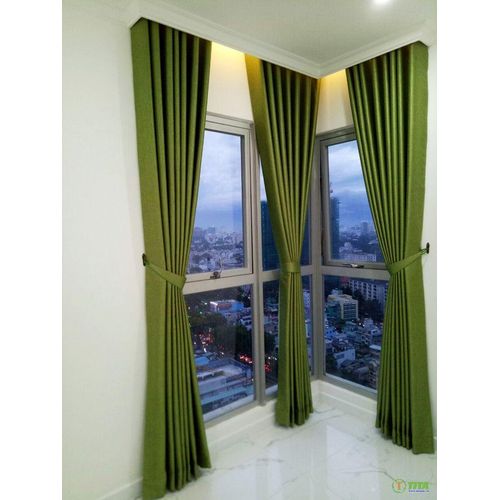 product_image_name-Generic-3 Metres (2pcs) A pair of Green plain for a patio sliding door and window Curtains -1