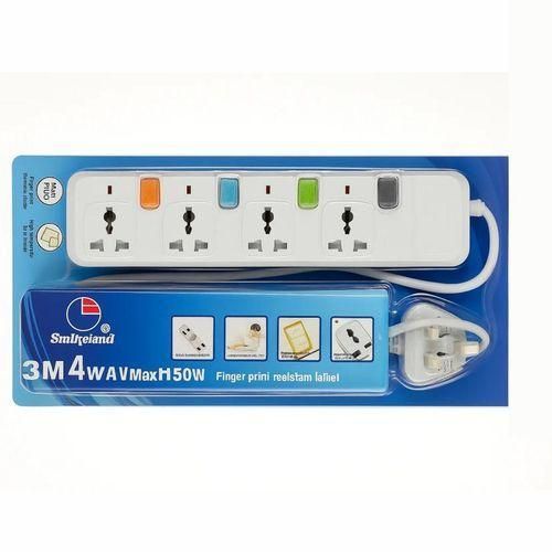product_image_name-Original-Simbaland 4Way 3M Cable Universal Socket Extension - White-1