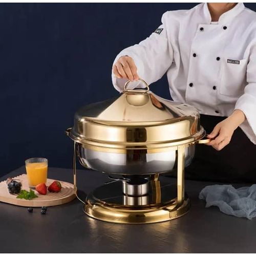 product_image_name-Generic-9.0Litres Stainless Steel Bell Dome Round Hanging Buffet Chafing Dish Dome Buffet handing hook Serving Warmer- Multicolor-5