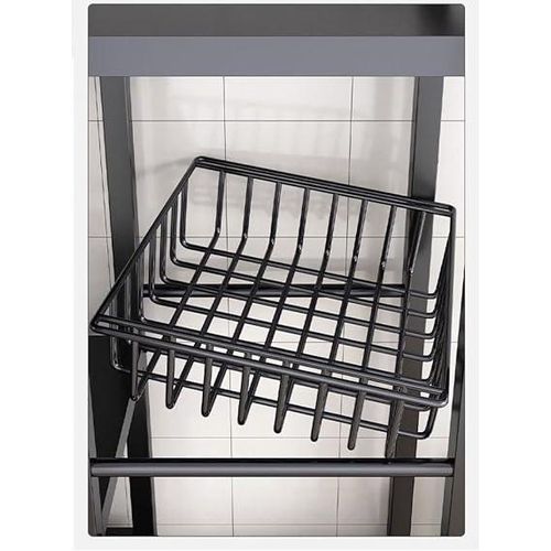 product_image_name-Generic- 4-Tier Kitchen Storage Rack Heavy Duty Metal Free. Black Standingakers Racks Microwave Oven Stand For Kitchen With Wheels. Color-Black-3