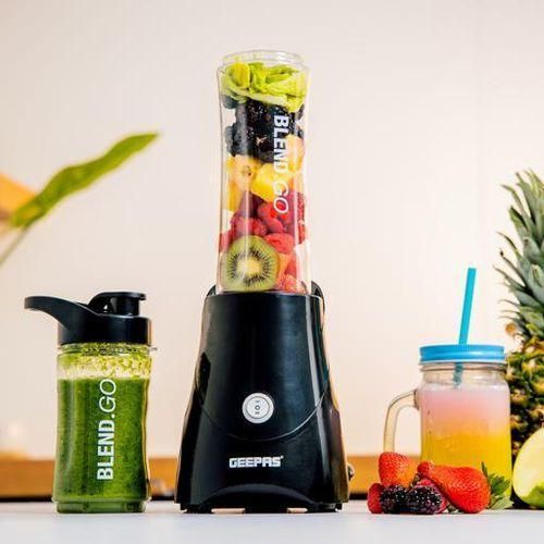 product_image_name-Geepas-Personal Blender Stainless Steel Blade Safety Lock, 570ml & 400ml BPA-Free Tritan Jar, 300W Motor, Multi- Safe Protection, Abs Plastic Housing - Black-4