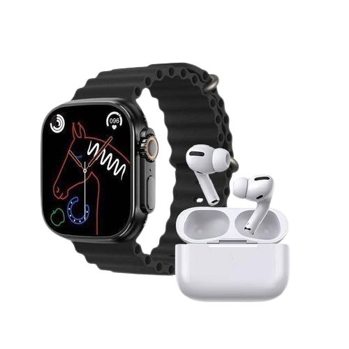 product_image_name-Generic-Smart watch with 2 Straps and Free Earbuds - Black-2