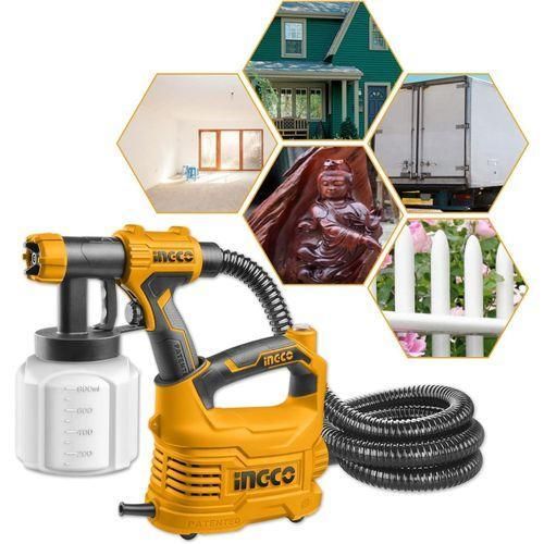 product_image_name-INGCO-Floor Based Spray Gun,Paint Sprayer, 3 Spray Patterns 500W Electric Paint Spray Gun, Adjustable Valve Knob for Painting Ceiling, Fence, Cabinets-1