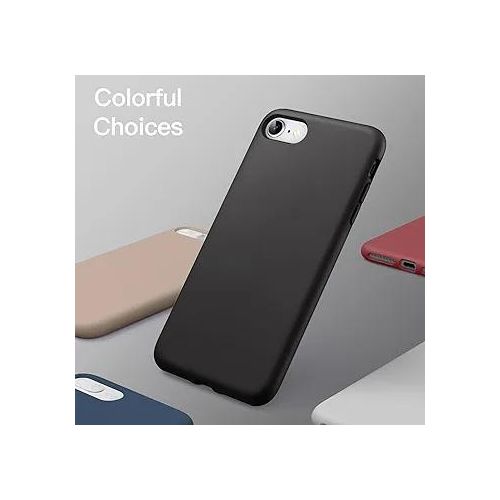 product_image_name-Generic-iPhone SE 2022/2020, iPhone 8 & 7 Case - Soft Liquid Silicone Shockproof Back Cover (Black)-3