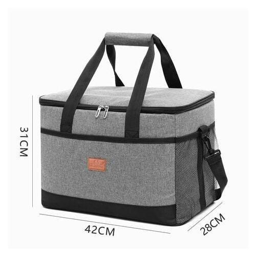 product_image_name-Generic-Insulated 2-Layer Lunch Box Bag Leak-Proof Fresh-Keeping Picnic Food Fruit Tote School Bag- Grey.-1