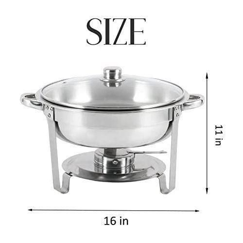 product_image_name-Generic-Chafing Dish Round Chafer Buffet Catering Warmer Food And Water Pan, Lid, Solid Stand And Fuel Holder- Silver.-4